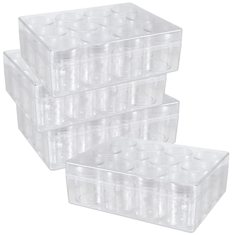 SEHOI 4 Pack 12 Grid Clear Plastic Jewelry Box Organizer,5D Diamond Embroidery Painting Accessories Storage Box,Small Bead Storage Containers for Bead Gem Nail Glitter Slime - Image 1