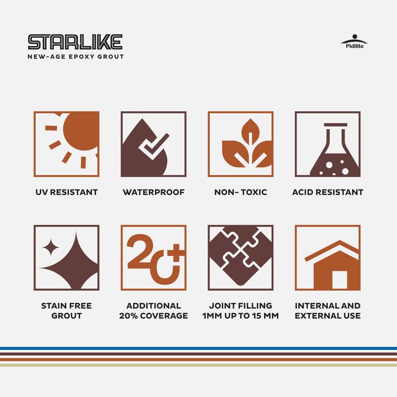 Pidilite ROFF STARLIKE [1 KG SNOW WHITE] 2 component | High performance epoxy grout with patented quartz technology - Image 3