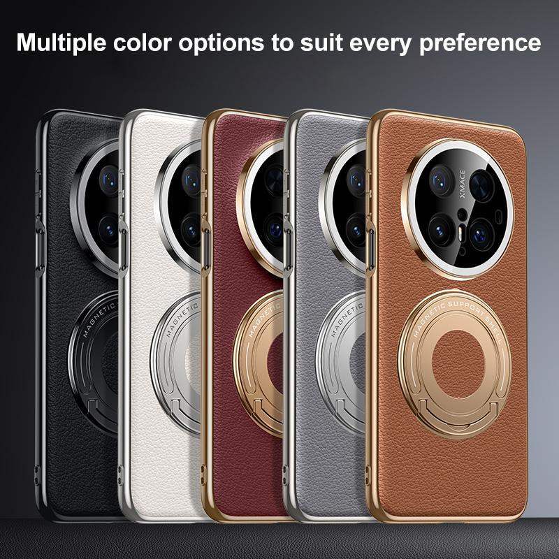 إيروريكس جراب هاتف Huawei Pura 80 Pro 5G / 80 Pro+ 5G من الجلد العادي مع حامل معدني هجين وMagSafe (بني) - Image 2