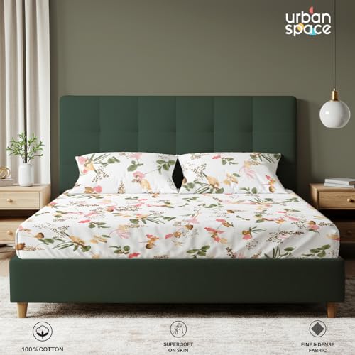 Urban Space Regal 100% Cotton 200 TC Bedsheet for Double Bed, Bedsheet Queen Size Cotton, Double Bedsheet Cotton with 2 Pillow Covers (Size 90 x 108 inches, High Garden Red) - Image 2