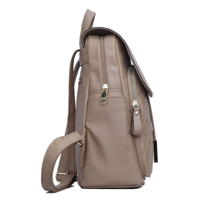 KKXIU Quilted Trendy Leather Backpack Purse for Women and Ladies Shoulder Travel Daypacks Bags (Khaki) - Image 5