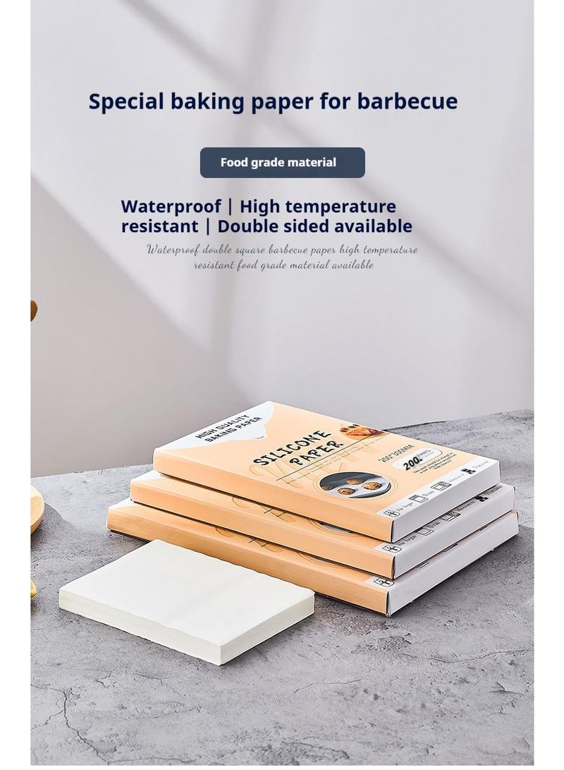 Bluejw 200 Pcs Barbecue Special Baking Paper Oil Resistant And High-Temperature Resistant Silicone Paper - Image 4