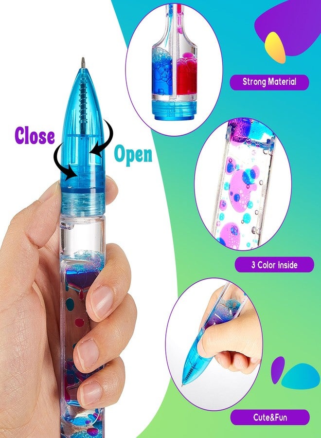 Equsion 3 Pcs Liquid Motion Bubbler Pens Cool Pens Fidget Pen Fun Liquid Timer Pen Fidget Toys Office Desk Toys Novelty Gifts for Autism ADHD Anxiety Stress Relief Sensory Play (Red,Green,Blue) - Image 3