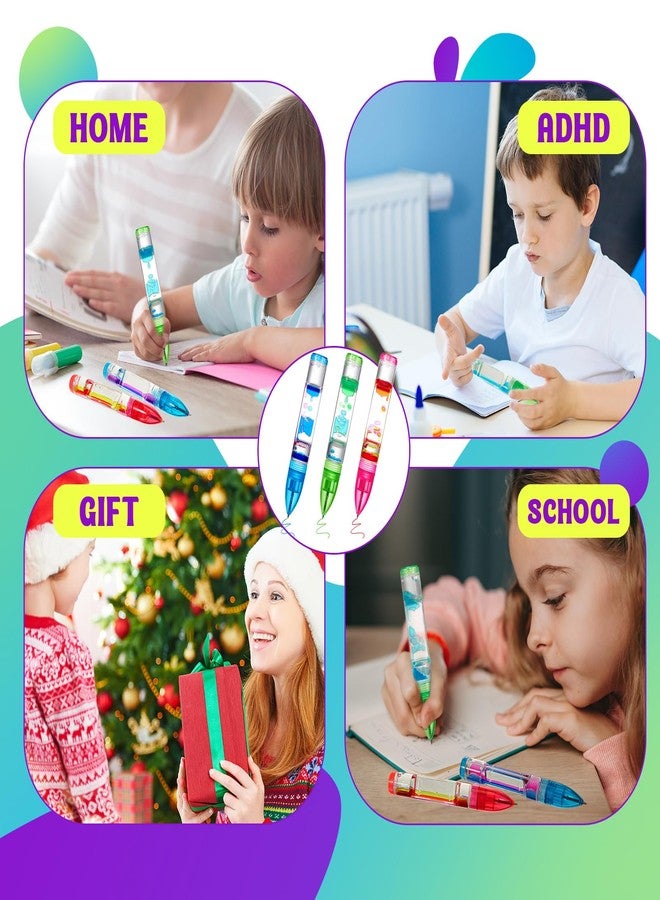 Equsion 3 Pcs Liquid Motion Bubbler Pens Cool Pens Fidget Pen Fun Liquid Timer Pen Fidget Toys Office Desk Toys Novelty Gifts for Autism ADHD Anxiety Stress Relief Sensory Play (Red,Green,Blue) - Image 4