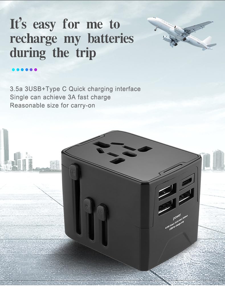 general JJTRAVEL Universal Adapter with Three USB Port and ONE C Type Port - Image 4