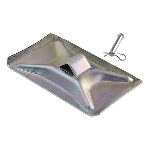 Lippert Components Lippert Standard 5th Wheel RV Landing Gear Foot Pad Kit with Clevis, Bridge Pin & Hairpin Cotter Clip for Attaching to Jack Leg, 5" Wide x 8" Long, Steel Construction, 1/5" Slot - 700052 - Image 1