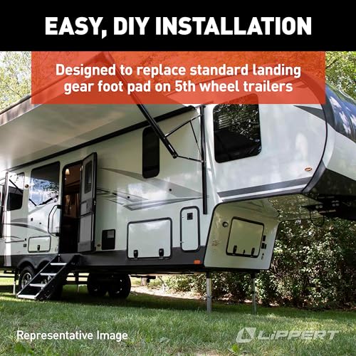 Lippert Components Lippert Standard 5th Wheel RV Landing Gear Foot Pad Kit with Clevis, Bridge Pin & Hairpin Cotter Clip for Attaching to Jack Leg, 5" Wide x 8" Long, Steel Construction, 1/5" Slot - 700052 - Image 4