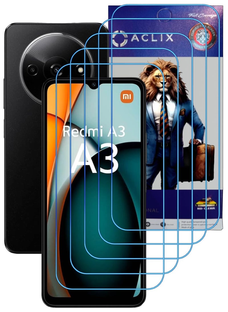 ACLIX 5 Pieces Antistatic ESD Dustproof Premium Quality High Definition Clear Tempered Glass Screen Protector Designed For Xiaomi Redmi A3 - Image 1