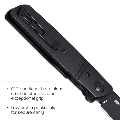 CRKT سكين CRKT بامبوزلد الأسود القابل للحمل اليومي EDC مع قفل بطانة: شفرة حافة عادية من فولاذ D2، مقبض G10 مع دعامة من الفولاذ المقاوم للصدأ، مشبك جيب، 5720K - Image 4