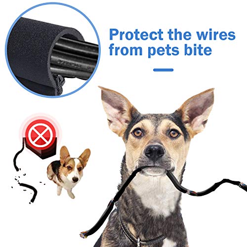 JOTO Flexible Neoprene Cable Sleeve Wrap Cover Management Cord Wire Hider System with Zipper for TV Computer Office Home (Black, 19-20 Inch) -Pack of 6 - Image 5