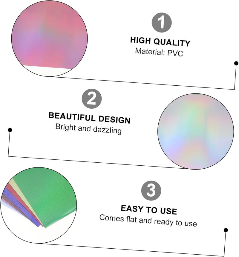 7pcs Holographic Adhesive Vinyl Sheets Transfer Film Holographic Stickers Htv Vinyl DIY Decorations - Image 4