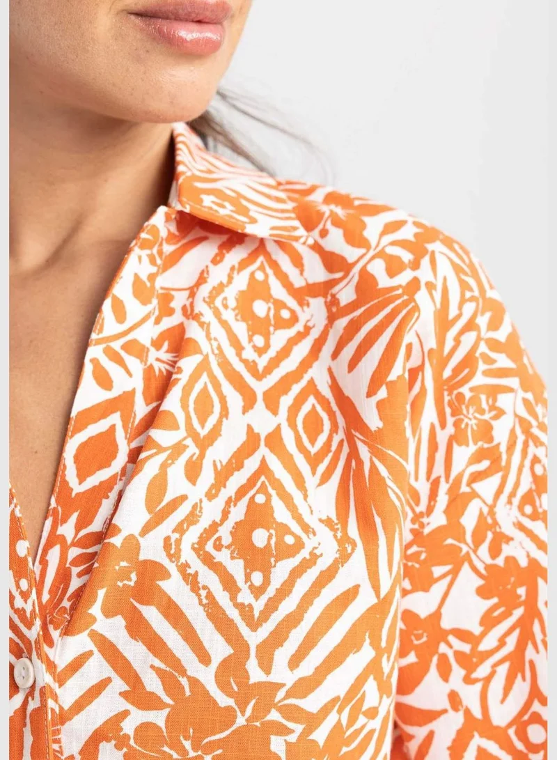 DeFacto Woman Woven Short Sleeve Shirt V Neck