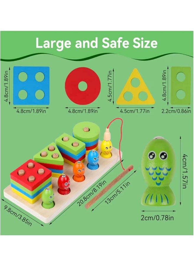 Toy Land Wooden Fishing Game Toy Set for Kids – Magnetic Fishing Four-Post Puzzle Board with Shapes Sorting, Hand-Eye Coordination & Early Learning Educational Toy (36+ Months) - Image 5