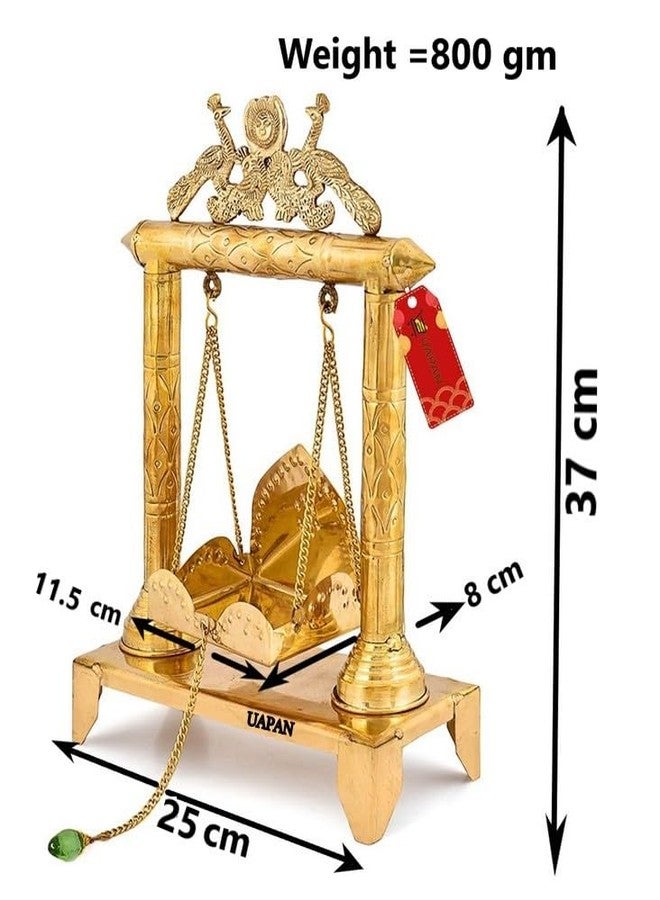 UAPAN Brass Spiritual Handicrafted Pooja Jhula | Swing | Palana | Nand Gopal Palana I Lord Ganesha, Brass Statue(Medium Brass Jhula) - Image 2