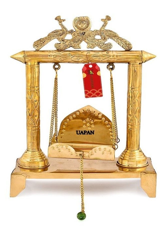 UAPAN Brass Spiritual Handicrafted Pooja Jhula | Swing | Palana | Nand Gopal Palana I Lord Ganesha, Brass Statue(Medium Brass Jhula) - Image 1