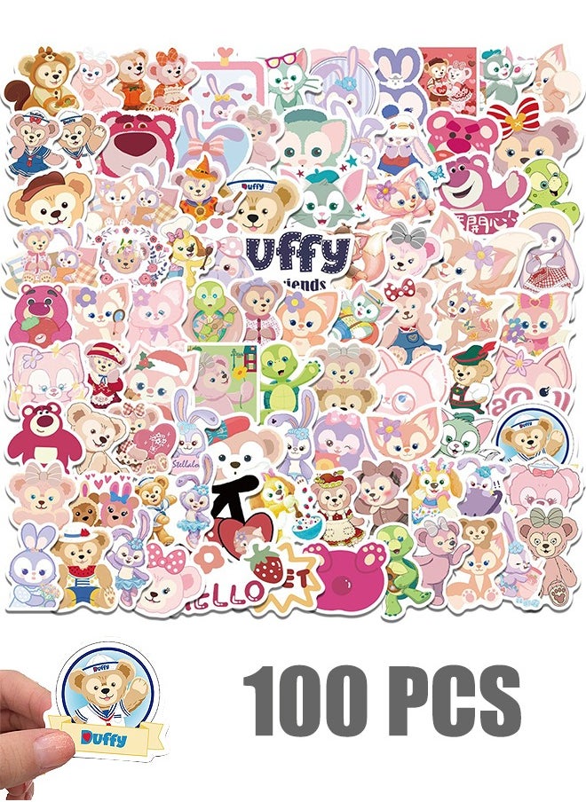 Beyond 100Pcs Girls Gentle Cartoon Bear Sticker, Pink Aesthetic Graffiti Sticker for Kids Teens, Cute Pink Laptops Decals for Water Bottles Journal Bag Phone  - Image 1
