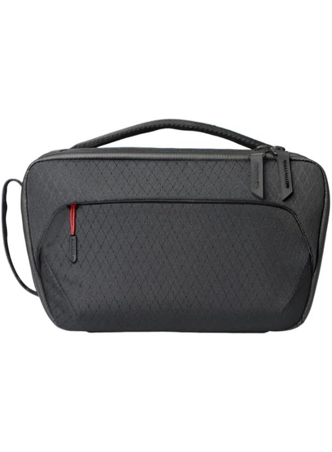 بروميت حقيبة يد متعددة الاستخدامات من Urban Pouch، مصنوعة من نسيج نايلون مقاوم للتمزق، مع حجرات وجيوب متعددة، وتتضمن جرابًا مغناطيسيًا من الجلد وجيبًا أفعوانيًا - أسود  - Image 1
