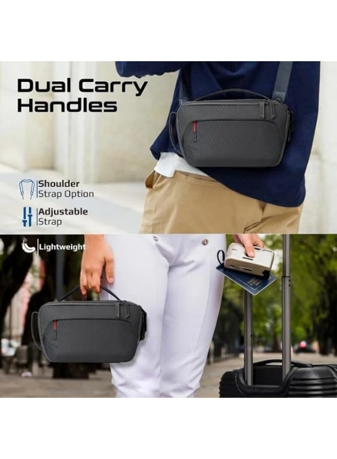 بروميت حقيبة يد متعددة الاستخدامات من Urban Pouch، مصنوعة من نسيج نايلون مقاوم للتمزق، مع حجرات وجيوب متعددة، وتتضمن جرابًا مغناطيسيًا من الجلد وجيبًا أفعوانيًا - أسود  - Image 5