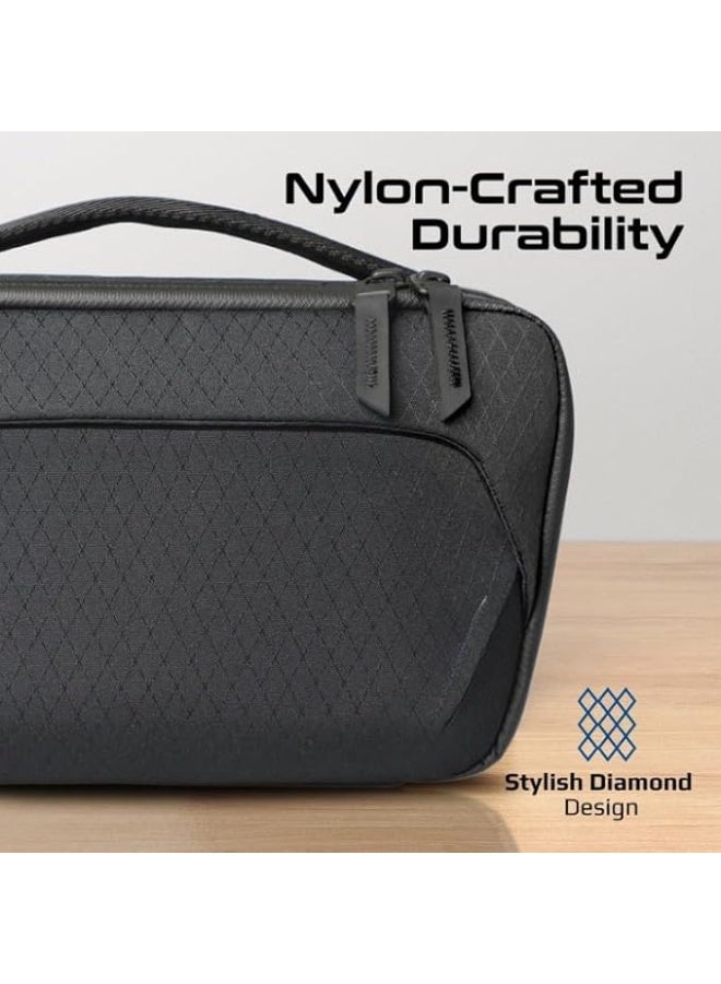 بروميت حقيبة يد متعددة الاستخدامات من Urban Pouch، مصنوعة من نسيج نايلون مقاوم للتمزق، مع حجرات وجيوب متعددة، وتتضمن جرابًا مغناطيسيًا من الجلد وجيبًا أفعوانيًا - أسود  - Image 3