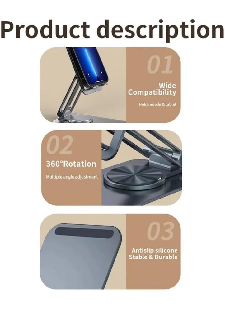 Jmary MK-60 Desktop Adjustable Phone Stand – Foldable & Height Adjustable Mobile Holder for Desk – Universal Smartphone Stand with Anti-Slip Base, Multi-Angle Viewing & Sturdy Support for iPhone, Android, Tablets – Black - Image 4