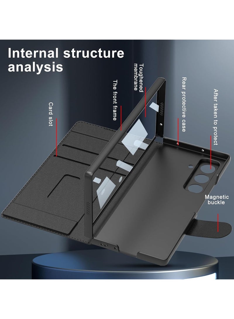 For Samsung Galaxy Z Fold 7 Case, Built-in Screen Protector, with Removable Pen Holder (S-Pen Not Included), Classic Business Leather Full Body Flip Case - Image 2