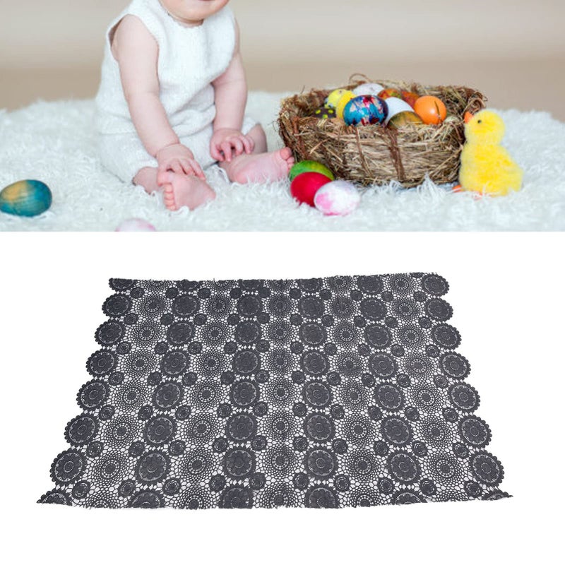 Grey Baby Photography Lace Wrap Blanket Newborn Shoot Prop with Headband - Image 3