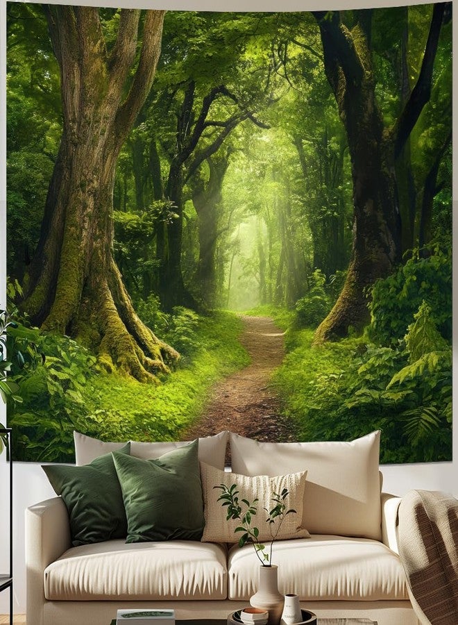 Amtoodopin Forest Tapestry Nature Landscape Tapestries Green Tree Tapestries Misty Forest Wall Art Jungle Scenery Tapestry Wall Hanging for Living Room Bedroom - Image 1