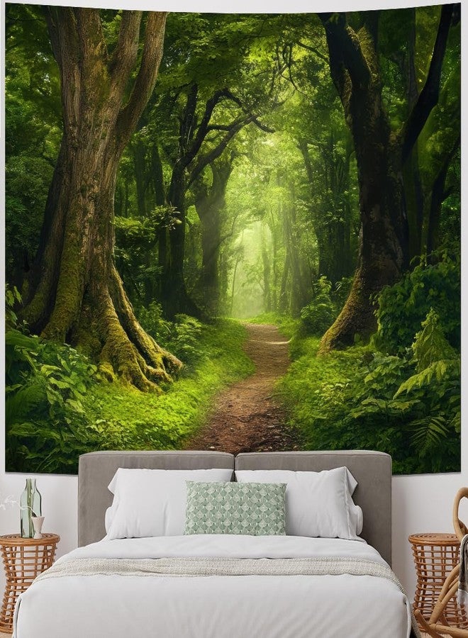 Amtoodopin Forest Tapestry Nature Landscape Tapestries Green Tree Tapestries Misty Forest Wall Art Jungle Scenery Tapestry Wall Hanging for Living Room Bedroom - Image 3