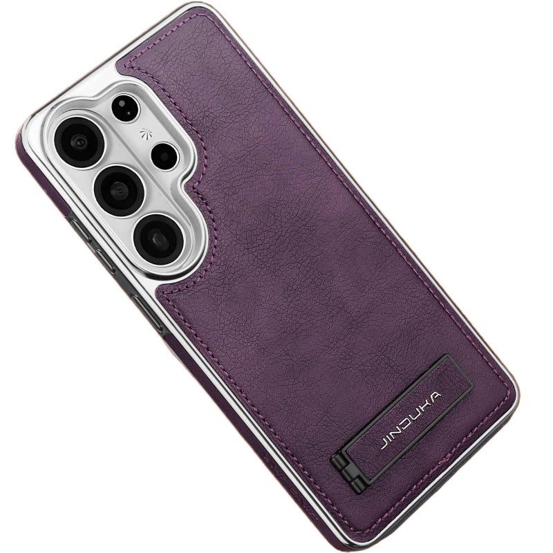 غطاء واقي بملمس جلد لـ Samsung S26 Ultra / Samsung S26 مع حامل قائم ومقاوم للخدش مع مقاوم للصدمات مع حماية من السقوط باللون بنفسجي بوظيفة حامل - Image 1