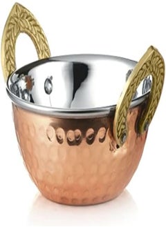 KEDGE Kedge 5 Por Stainless Steel Pure Copper Hammered Finish Round Karahi With Brass Handle, 2 Litre Capacity  - Image 2