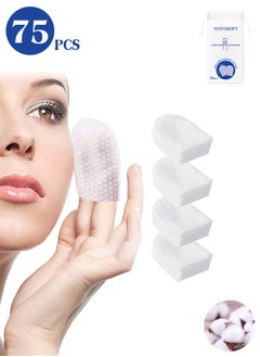 Lemon 75 PCS Pure Cotton Make-Up, Wipes Care Makeup Remover Cleaneing, U-shaped Cotton Face Wiper for Makeup Face Clean Cotton Pads Eye Makeup Remover Pads  - Image 1