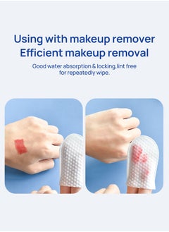 Lemon 75 PCS Pure Cotton Make-Up, Wipes Care Makeup Remover Cleaneing, U-shaped Cotton Face Wiper for Makeup Face Clean Cotton Pads Eye Makeup Remover Pads  - Image 2