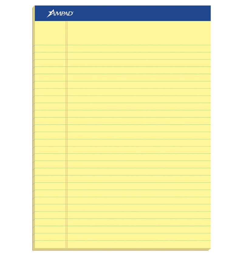 Ampad Perforated Pad, Size 8-1/2 x 11-3/4, Canary Yellow Paper, Legal Ruling, 50 Sheets Per Pad (20-260), 50 Count (Pack of 12) - Image 1