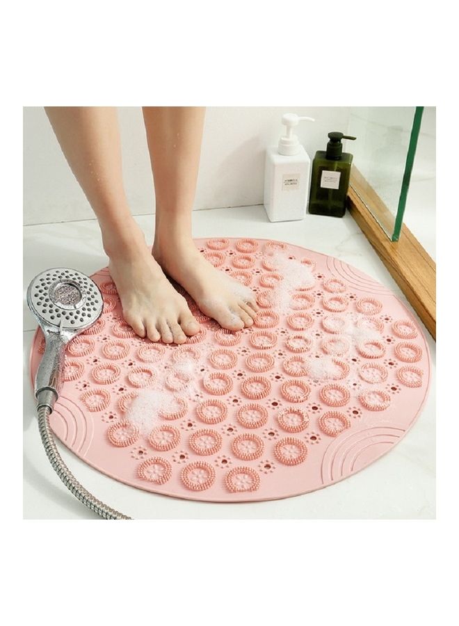 Loquat Bathroom Anti-slip Round Mat Suction Cup Massage Foot Pad Pink 57 x 8 x 8cm - Image 1