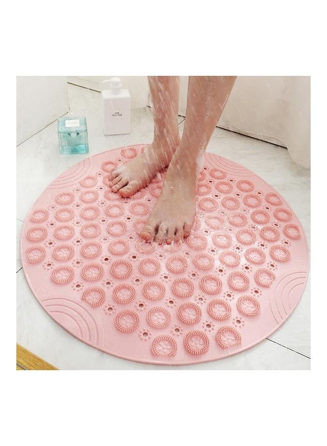 Loquat Bathroom Anti-slip Round Mat Suction Cup Massage Foot Pad Pink 57 x 8 x 8cm - Image 2