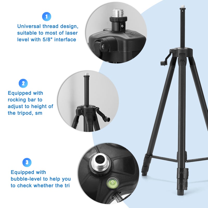 1.5M Level Tripod Adjustable Height Aluminium Alloy Extension Bar Tripod Bracket Leveling Machine Telescoping Pole with Bubble-level - Image 3