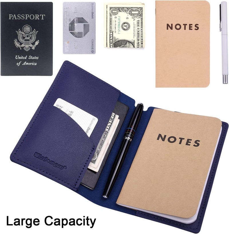 Wisdompro Journal Cover, 2 Pack PU Leather Notebook Cover for Field Notes, or Other 3.5" x 5.5" Pocket Notebooks - Blue - Image 3