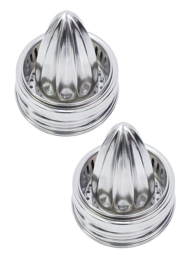 Meprotal Mason Jar Lemon Squeezer Lid, Stainless Steel Manual Citrus Juicers, Hand Squeezer for Wide Mouth Mason Jars (Pack of 2) - Image 1