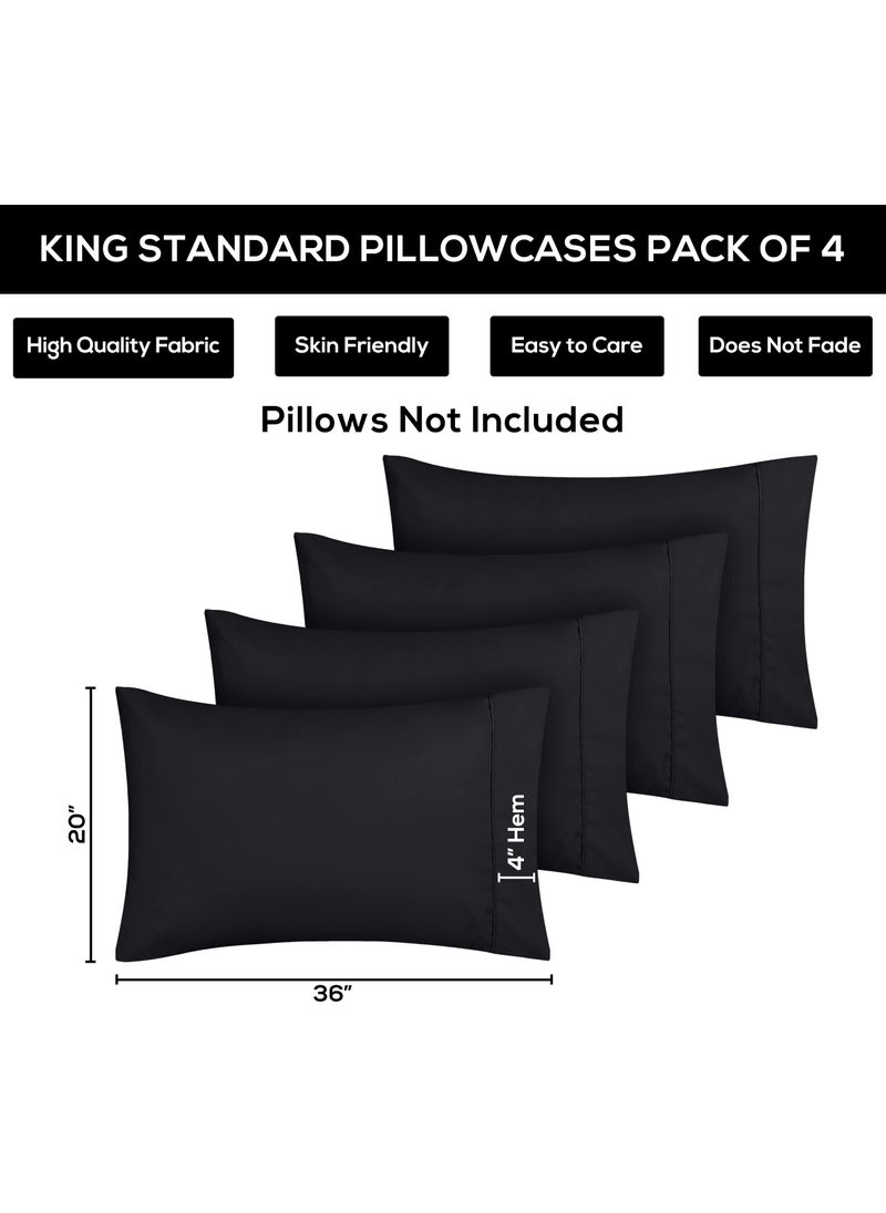 Utopia Bedding Utopia Bedding King Standard Pillow Cases - 4 Pack - Envelope Closure - Soft Brushed Microfiber Fabric - Shrinkage and Fade Resistant Pillow Covers 20 X 36 Inches (King Std  Black)  - Image 3