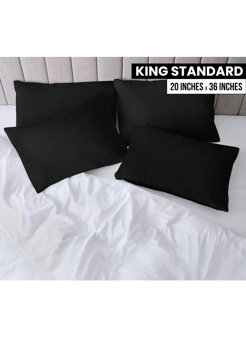 Utopia Bedding Utopia Bedding King Standard Pillow Cases - 4 Pack - Envelope Closure - Soft Brushed Microfiber Fabric - Shrinkage and Fade Resistant Pillow Covers 20 X 36 Inches (King Std  Black)  - Image 2