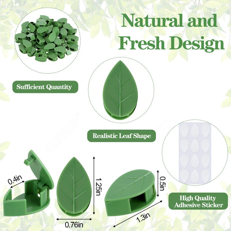 Geiserailie 60 Pieces Plant Climbing Wall Fixture Clips with 72 Pieces Acrylic Adhesive Sticker Leaf Fixer Invisible Wall Vines Fixing Clips Self-Adhesive Hook Plant Vine Traction for Indoor Outdoor Decoration - Image 2