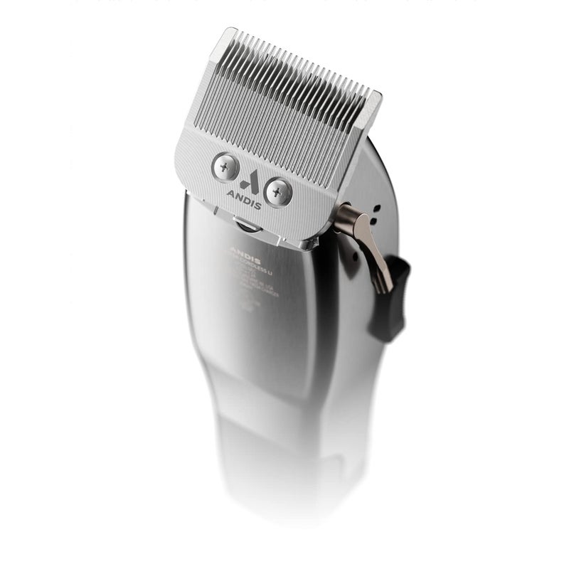 Andis أنديس 12660 ماكينة حلاقة احترافية سلكية ولاسلكية مع شفرة فولاذية كربونية قابلة للتعديل للحلاقة القريبة فضية - Image 2