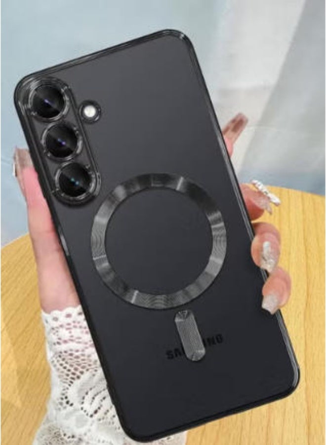 QIRG Soft Clear Case for Samsung Galaxy A57 , Camera Lens Full Protection, Wireless Charging, Shockproof Electroplated TPU Phone Cover (black) - Image 1