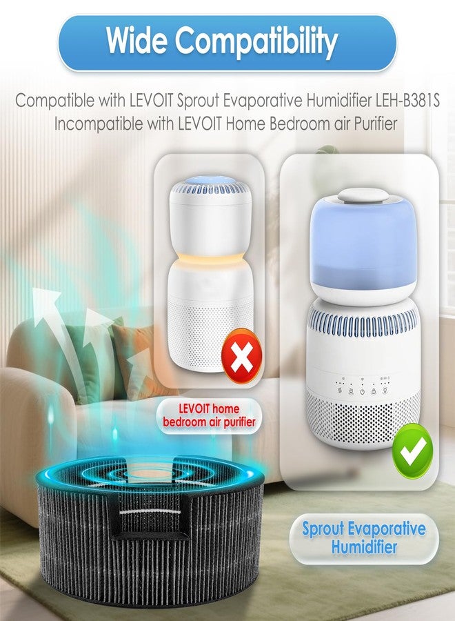 BRUVISH 2 Pack Wick Filter Replacement for LEVOIT Sprout Evaporative Humidifier, 3.8L Baby Humidifier Filters, LEH-B381S-WUS, Highly Efficient Filtration of Water Impurities and Minerals, Compare LRW-B381-ANA - Image 2