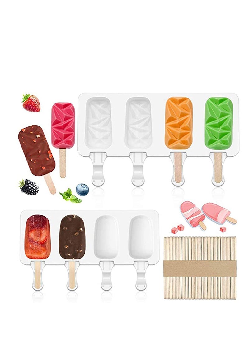 SYOSI Ice Pop Molds Set Popsicle Molds Cavities Large Diamond Shaped Silicone , Homemade Popsicle Maker Ice Cream Mold Oval Cakesicle Molds or DIY Ice Cream, Cakesicle - Image 1
