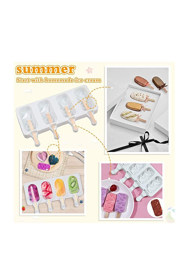 SYOSI Ice Pop Molds Set Popsicle Molds Cavities Large Diamond Shaped Silicone , Homemade Popsicle Maker Ice Cream Mold Oval Cakesicle Molds or DIY Ice Cream, Cakesicle - Image 5