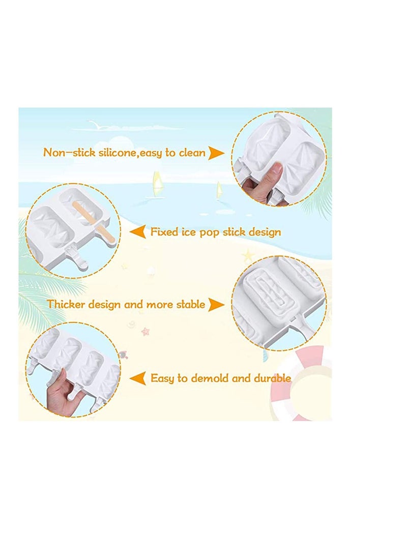SYOSI Ice Pop Molds Set Popsicle Molds Cavities Large Diamond Shaped Silicone , Homemade Popsicle Maker Ice Cream Mold Oval Cakesicle Molds or DIY Ice Cream, Cakesicle - Image 3