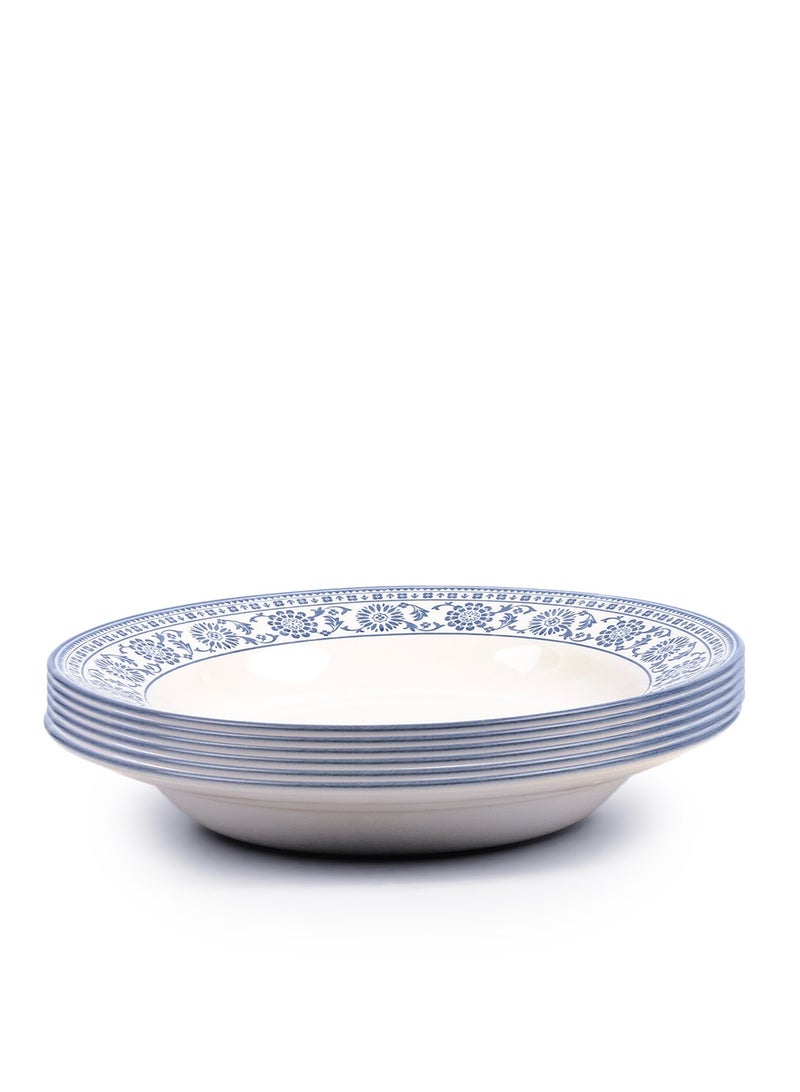 Claytan Plethora 8 inch Printed Ceramic Salad Plate (White, Set of 6) - Image 2