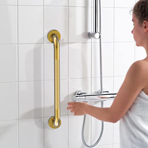 Zepolu Gold Shower Grab Bar 24 Inch, Zepolu Stainless Steel Anti-Slip Bathroom Grab Bar w/Knurled Grip, Golden Safety Balance Support Toilet Assist Handrail Textured Handle for Handicap Injury Elderly Senior - Image 4
