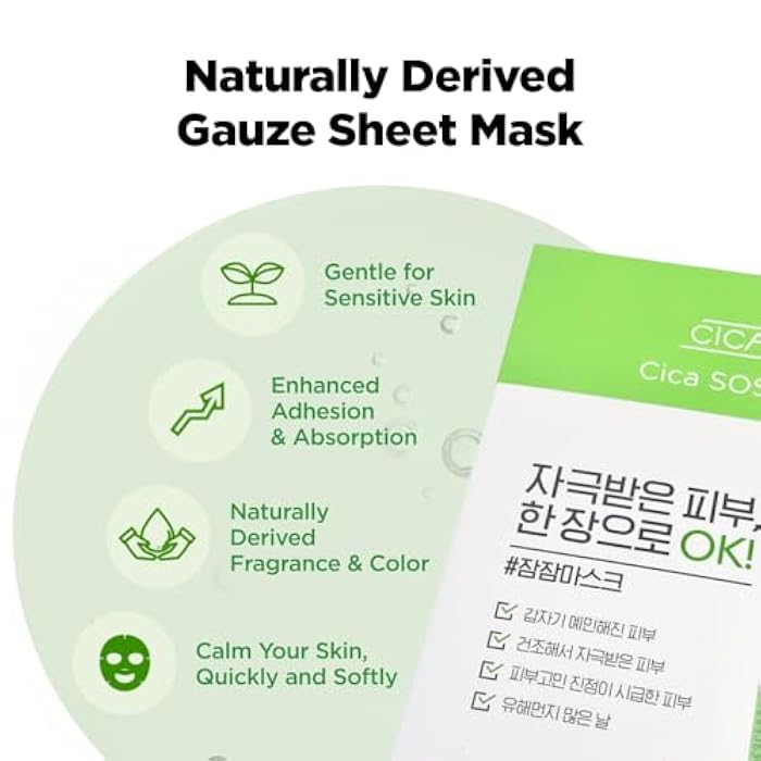 ISOI CICAGO Cica SOS Mask Pack, Intensive Soothing & Hydration Care for Sensitive & Irritated Skin, Fast-Acting Relief, Korean Skin Care (5EA) - Image 2